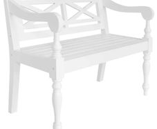 Batavia Bench 98 cm Solid Mahogany Wood White