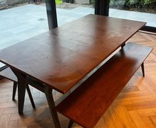 Walnut extendable dinning table and benches
