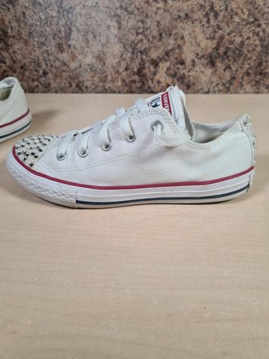 girls CONVERSE ALL STAR BLING low canvas trainers runners size UK 2 EU 34 youths