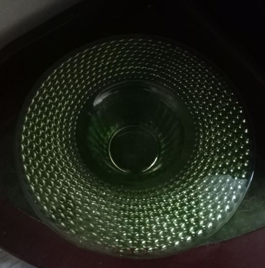 Uranium Glass Green Depression Footed Bowl