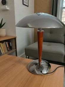 Wooden and chrome Bauhaus lamp