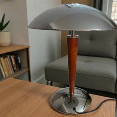 Wooden and chrome Bauhaus lamp