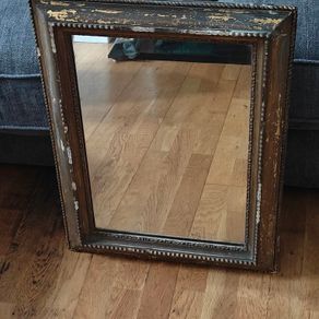 Vintage Irish distressed heavy gilt early 20th Century mirror, framed by Bregazzi & Sons,  Merrion Row.