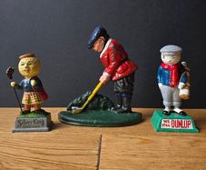 Vintage Cast Metal Golf Figures  Heavy Collectors Pieces  Dunlop  Silver King