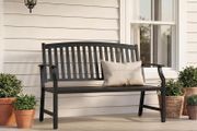 Metal Garden Bench, Park Bench with Backrest &amp; Armrest, Reclining Bench Retro Style for 2-3 Seater, Garden Furniture Benches for Garden, Park, Balcony (Black)