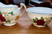 Shabby Chic Vintage Royal Malvern Sugar Bowl and Milk Jug Fine Bone China