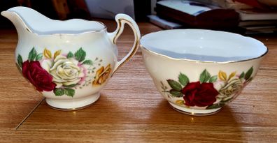 Shabby Chic Vintage Royal Malvern Sugar Bowl and Milk Jug Fine Bone China