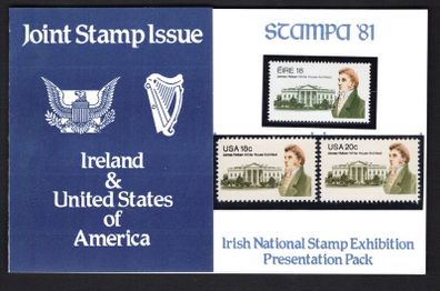 1981 Ireland Stampa Public Souvenir on James Hoban joint issue presentation pack
