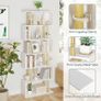 Geometric Bookcase, S Shaped Bookshelf 6-Tier Book Shelves for Bedroom, Modern Wood Decorative Display Shelf Tall Book Case for Home Office, Gold and White Image 6