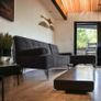 New black corner sofa bed 198cms Image 2