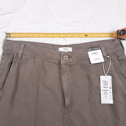 Marks & Spencer Brown Khaki Wide Leg Palazzo Trousers Jeans 16UK/44EU