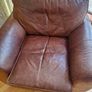 brown leather sofa and arm chair Image 3