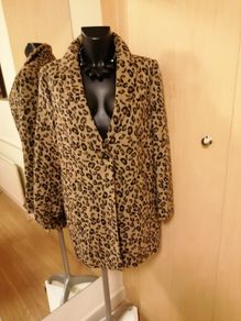 Women's Leopard Print Wool Mix Coat Size 14