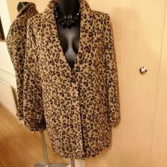Women's Leopard Print Wool Mix Coat Size 14