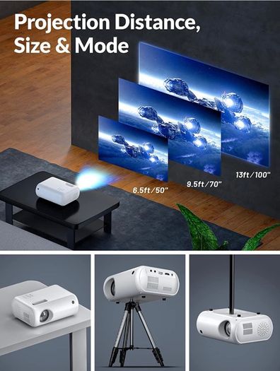 Mini Projector, ClokoWe Portable Movie Projector with 6500 Lux,1080P Full HD Video Projector Compatible with iphone/ Android Smartphone/Tablet/Laptop/PC/TV Stick/PS4/USB/HDMI (FREE POSTAGE)