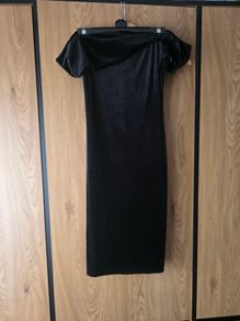 Black suede bardot dress