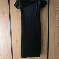 Black suede bardot dress