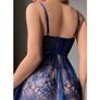Blue Lace Bustier Lingerie Set with Garter Straps Image 2