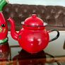 Vintage Made in Poland Red Enamel Teapot Image 4