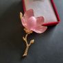 Elegant Pink Magnolia Flower Brooch - Gold Tone Enamel Floral Pin Badge - Botanical Theme Jewelry Image 4