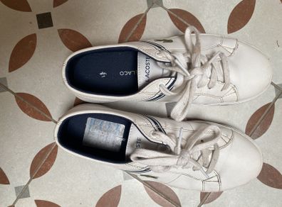 Lacoste kids white leather look shoes size 3 35.5