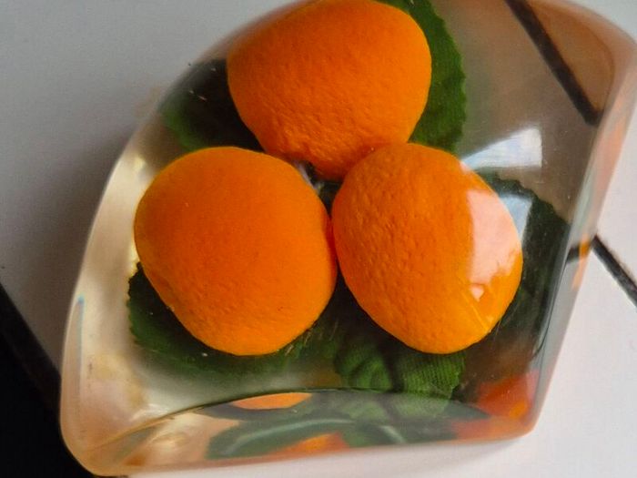 Paperweights x2 Vintage Midcentury Lucite fryit paperweights
