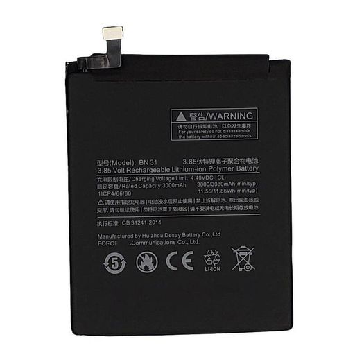 Replacement Battery For Xiaomi Redmi Note 5A Battery BN31 3080mAh 3.85V New - FHT04MIB