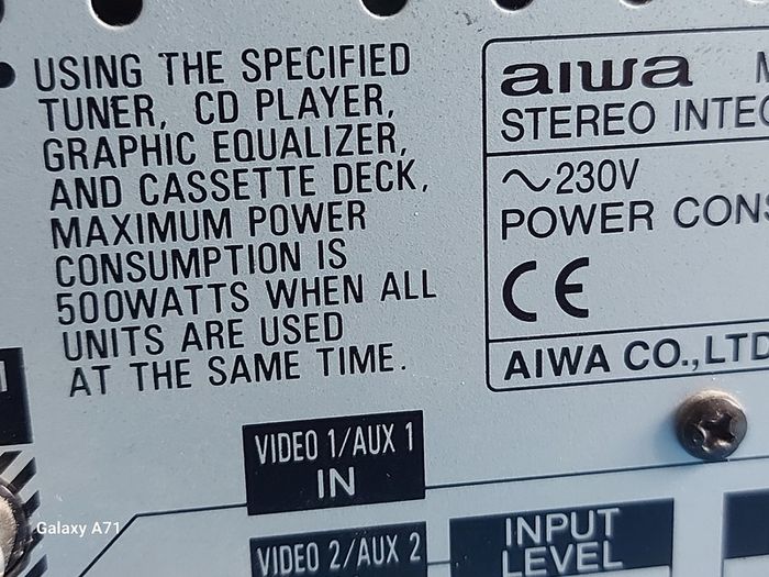 AIWA Stereo Integrated Amplifier Model No. MX-Z9400MK, with 2 large AIWA Speakers, Model No, 8X-Z9400, Impedance 6ohms, in excellent condition