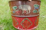 Antique Hand Made Hand Painted Wood Bucket