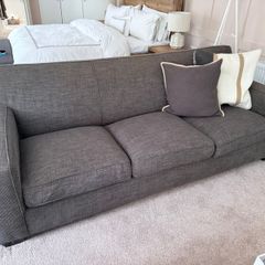 Pair of Crate & Barrel Grey Sofas One with Pull-Out Sofa Bed Good Condition