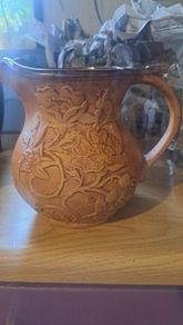 Quantock pottery jug, wild rose design no damage.