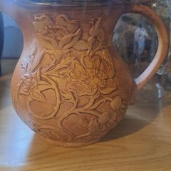 Quantock pottery jug, wild rose design no damage.
