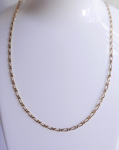 Vintage Solid 9Ct Yellow Gold 375 Figaro Necklace Chain ,  length 16" - 3,7g