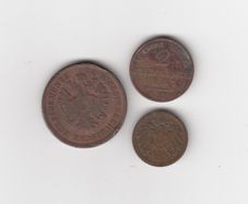 Germany,& Austria 4 Kreuzer 1861, 3 x coins (No: 384)