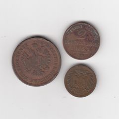 Germany,& Austria 4 Kreuzer 1861, 3 x coins (No: 384)