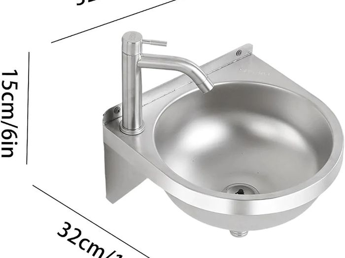 Small Bathroom Sink Washroom Semi-Circular Sink Washing Basin  Washbasin with Faucet for Bathroom Restroom Vanity Kitchen Laundry Restaurant Home Cafe Hotel