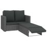 2 Piece Garden Lounge Set with Cushions Poly Rattan Grey Image 2