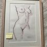 framed nude watercolour drawing signed Image 5