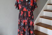 Black &amp; red floral dress, Size 20-22