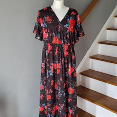 Black & red floral dress, Size 20-22