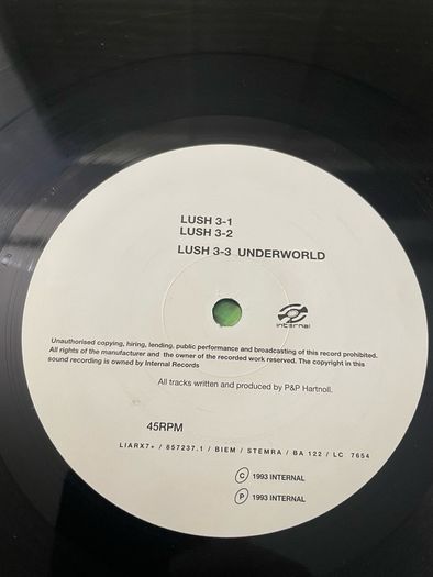 Orbital - Lush 3 - 12" Vinyl Single - 1993 Internal Records