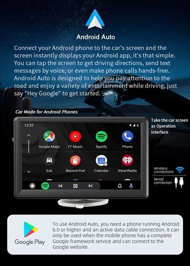 Universal 7inch Car Radio Multimedia Video Player Wireless Carplay And Wireless Android Auto Touch Screen Sun Visor