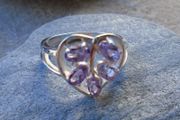 New Amethsyt, Sterling silver ring, Size M, Gemstone jewellery. February birthstone,Valentine's Day