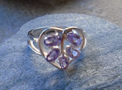 New Amethsyt, Sterling silver ring, Size M, Gemstone jewellery. February birthstone,Valentine's Day