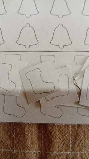 Small Christmas Kraft Stickers Stocking, Tree, Bell