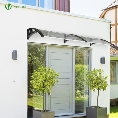 Front Door Canopy Outdoor Awning, Rain Shelter for Back Door, Porch, Patio, Window, 200 x 80 cm, Black
