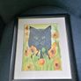 Poppy Field Feline Original Watercolour Painting Image 6