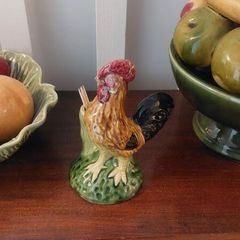 Fantastic Vintage Ceramic Portuguese Majolicaware Rooster Toothpick Holder by Bordallo Pinheiro, Circa 1950s - Kitschtastic!!!