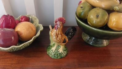 Fantastic Vintage Ceramic Portuguese Majolicaware Rooster Toothpick Holder by Bordallo Pinheiro, Circa 1950s - Kitschtastic!!!
