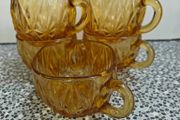 5 x vintage amber glass punch cups in the Williamsport pattern by Hazel-Atlas,
